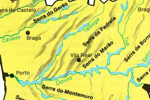 葡萄牙——主要河流、湖泊和Montains