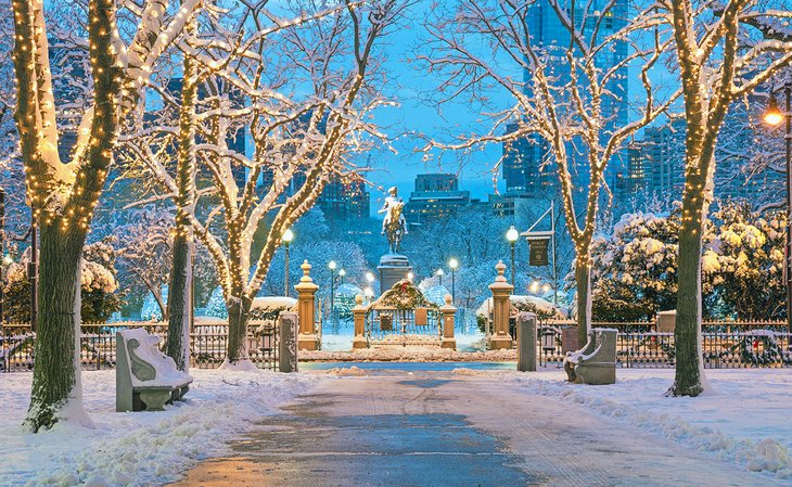 波士顿公共花园在冬天