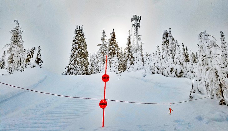 北山滑雪场49°的禁区标志