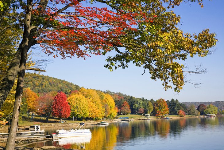 秋天的颜色深湖溪,马里兰州