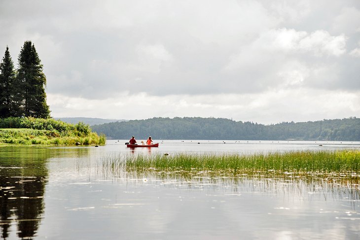 在Kioshokwi湖的Kiosk露营地上划独木舟